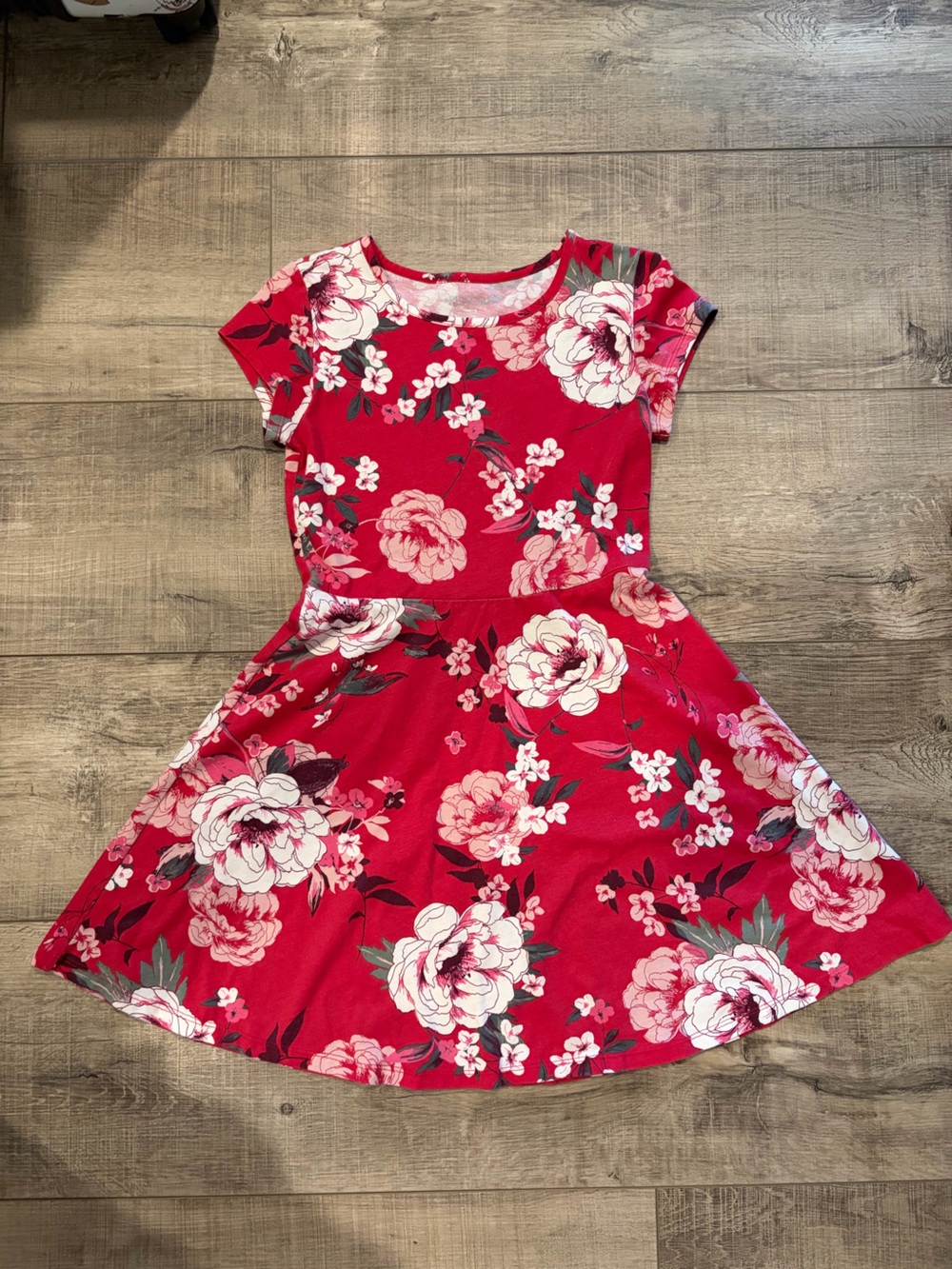 Place Red Floral Fit & Flare Dress